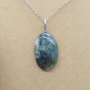 Prehnite with Green Tourmaline pendant necklace, Heart Chakra necklace , Healing Stone Birthday Gift ,Healing crystal necklace for Women