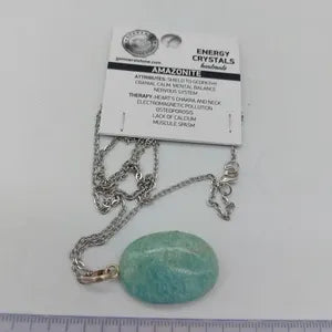 Amazonite Crystal Chain Necklace, Gemstone Minimalist Necklace, Gift for Men and Women, Chakra Stone Necklace