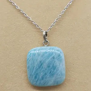 Amazonite Crystal Chain Necklace, Gemstone Minimalist Necklace, Gift for Men and Women, Chakra Stone Necklace