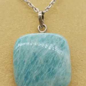 Amazonite Crystal Chain Necklace, Gemstone Minimalist Necklace, Gift for Men and Women, Chakra Stone Necklace