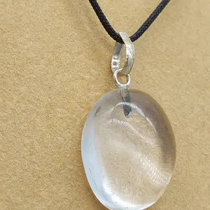 Clear Quartz Crystal Necklace, Translucent Stone Necklace, Energy Protection Necklace