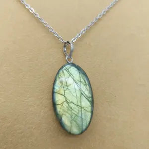 Flashy Labradorite Crystal Necklace, Green Stone Chain Necklace, Gemstone Necklace for Men and Women, Spiritual Gift Ideas
