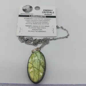 Flashy Labradorite Crystal Necklace, Green Stone Chain Necklace, Gemstone Necklace for Men and Women, Spiritual Gift Ideas
