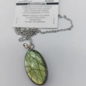 Flashy Labradorite Crystal Necklace, Green Stone Chain Necklace, Gemstone Necklace for Men and Women, Spiritual Gift Ideas
