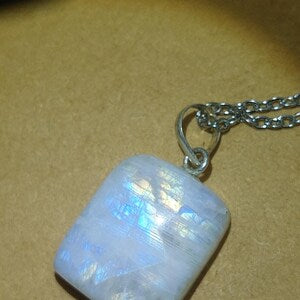 Moonstone Chain Necklace, White Crystal Layering Necklace, Gemstone Necklace for Men and Women, Magic Natural Crystal Pendant