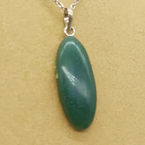 Green Aventurine Crystal Necklace for Men and Women, Gemstone Pendant with Steel Layering Chain, Crystal Gift Ideas