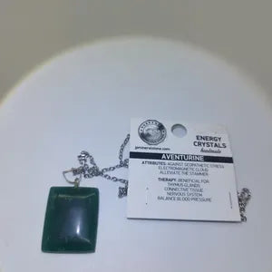 Green Aventurine Crystal Necklace for Men and Women, Gemstone Pendant with Steel Layering Chain, Crystal Gift Ideas