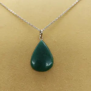 Green Aventurine Crystal Necklace for Men and Women, Gemstone Pendant with Steel Layering Chain, Crystal Gift Ideas