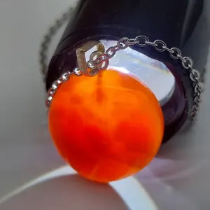 Carnelian Crystal Necklace, Red Stone Necklace with Steel Chain, Layering Gemstone Necklace