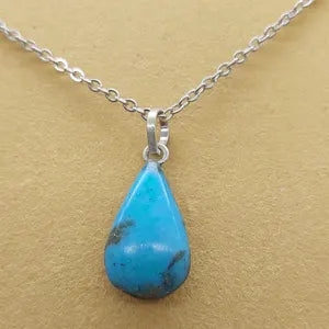 Original Turquoise Crystal Necklace, Turquoise Stone Necklace with Chain, Gemstone Necklace for Men and Women