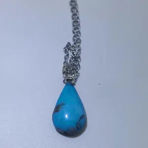 Original Turquoise Crystal Necklace, Turquoise Stone Necklace with Chain, Gemstone Necklace for Men and Women