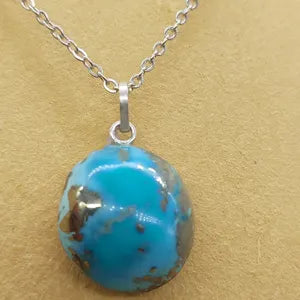 Original Turquoise Crystal Necklace, Turquoise Stone Necklace with Chain, Gemstone Necklace for Men and Women
