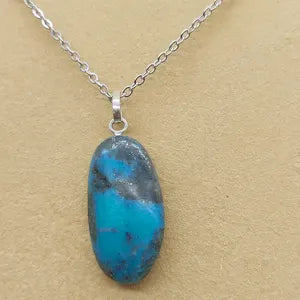 Original Turquoise Crystal Necklace, Turquoise Stone Necklace with Chain, Gemstone Necklace for Men and Women