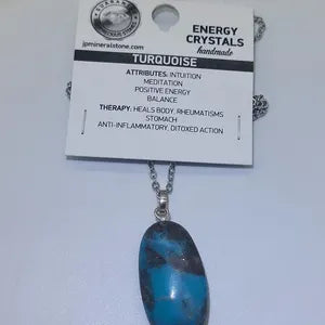 Original Turquoise Crystal Necklace, Turquoise Stone Necklace with Chain, Gemstone Necklace for Men and Women