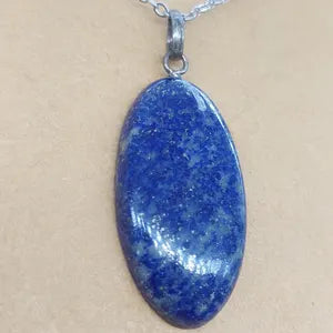 Lapi Lazuli Geniune Crystal Necklace, Lapis Lazuli Pendant, January Birthstone Necklace, Throat Chakra Healing Necklace