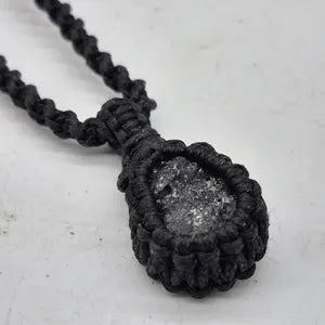 Black Tourmaline Rough Stone Macrame Necklace, Protection Necklace