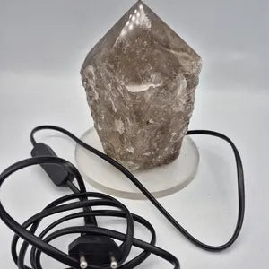 Smokey Quartz Point Crystal Lamp - Raw Stone Home Decor - Raw Crystal Lighting