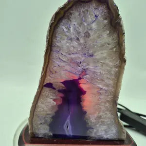 Purple Agate Geode Crystal Lamp - Natural Crystal Home Decor Lighting - Agate Decoration Gift - Stone Accent Light