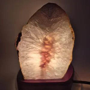White Agate Geode Crystal Lamp - Natural Crystal Home Decor Lighting