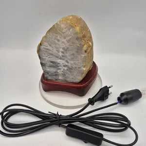 White Agate Geode Crystal Lamp - Natural Crystal Home Decor Lighting
