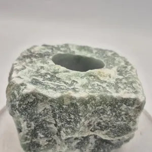 Green Aventurine Candle Holder, Rough Green Crystal Candle Base, Raw Stone Tea Light Holder
