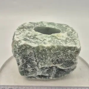 Green Aventurine Candle Holder, Rough Green Crystal Candle Base, Raw Stone Tea Light Holder