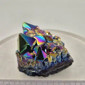 Amethyst Titanium Cluster, Druzy Rainbow Amethyst, Rainbow Aura Amethyst Crystal Specimen