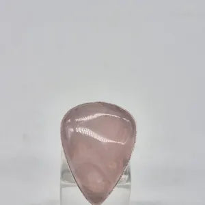 Rose Quartz Silver Plated Adjustable Ring, Pink Crystal Ring for Her