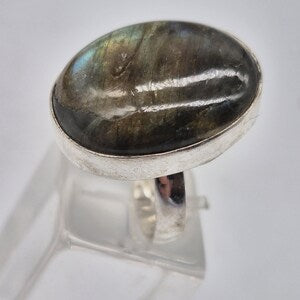 Labradorite Silver Plated Adjustable Ring, Flashy Crystal Ring for Her