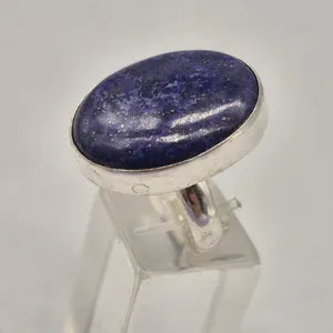 Lapis Lazuli Silver Plated Adjustable Ring, Blue Crystal Ring for Men and Women