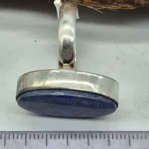 Lapis Lazuli Crystal Silver Plated Adjustable Ring
