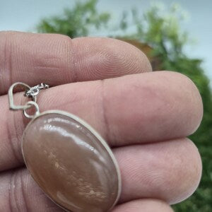 Sunstone Silver 925 Bezel Necklace with Steel Chain,Crystal Necklace for Him and for Her