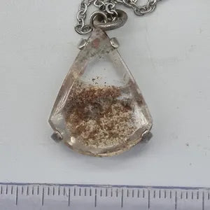 Lodolite - Garden Quartz Silver Bezel Necklace with Steel Chain