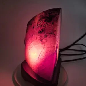 Purple Agate Geode Crystal Lamp - Natural Crystal Home Decor Lighting - Agate Decoration Gift - Stone Accent Light