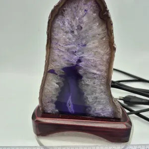 Purple Agate Geode Crystal Lamp - Natural Crystal Home Decor Lighting - Agate Decoration Gift - Stone Accent Light