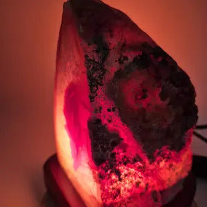 Pink Agate Geode Crystal Lamp - Natural Crystal Home Decor Lighting - Agate Decoration Gift - Stone Accent Light