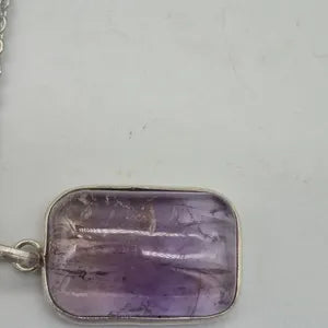 Natural Amentrine Sterling Silver Necklace, Purple Crystal Necklace for Him and Her