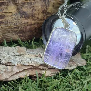 Natural Amentrine Sterling Silver Necklace, Purple Crystal Necklace for Him and Her
