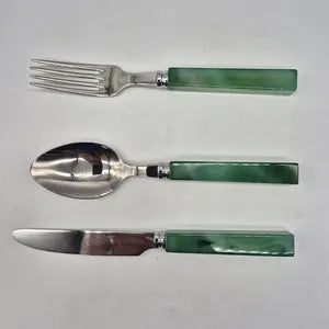 Handcrafted Green Agate Brazilian Cutlery Set with Stainless Steel – Elegant Design Crystal Set for Dining
