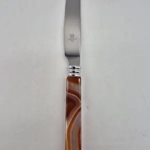 Handcrafted Natural Brown Agate Brazilian Cutlery Set with Stainless Steel