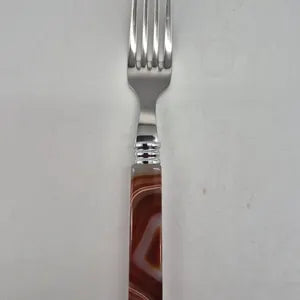 Handcrafted Natural Brown Agate Brazilian Cutlery Set with Stainless Steel