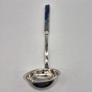 Handcrafted Blue Agate Cooking Spoon - Elegant Gemstone and Stainless Steel Kitchen Tool