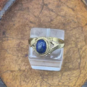 Lapis Lazuli Brass Adjustable Ring
