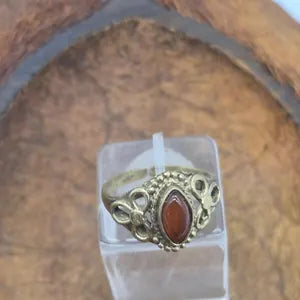 Carnelian Brass Adjustable Ring for Women