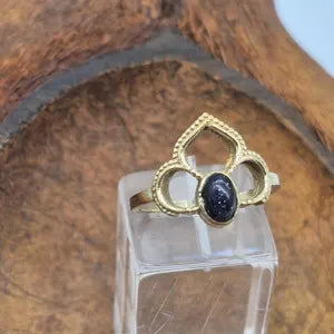 Blue Goldstone Brass Adjustable Ring for Women