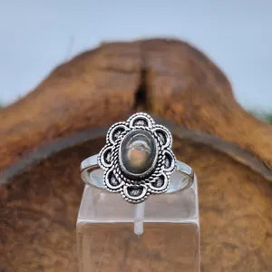 Orange Labradorite Silver Plated Adjustable Ring for Women