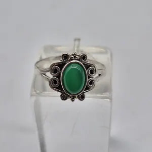 Green Aventurine Silver Plated Adjustable Ring for Women