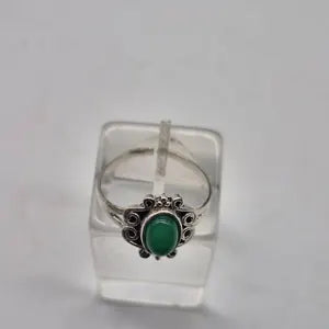Green Aventurine Silver Plated Adjustable Ring for Women