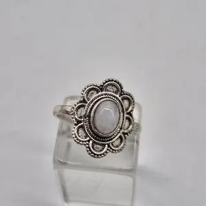 Moonstone Crystal Ring, Silver Plated Adjustable Ring for Women