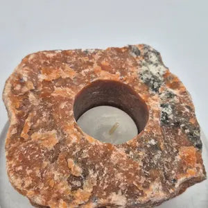Orange Calcite Candle Holder, Crystal Candle Tea Light